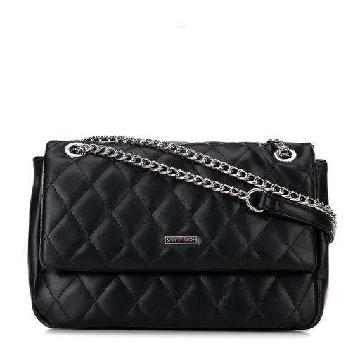 Dámska koženková kabelka s prešívaním, čierna 100-4Y-229-1