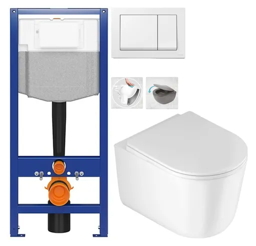 CERSANIT predstenový inštalačný systém s bielym tlačidlom K97-516 + WC DEANTE Jasmin so sedadlom RIMLESS K97-526 516 JA1