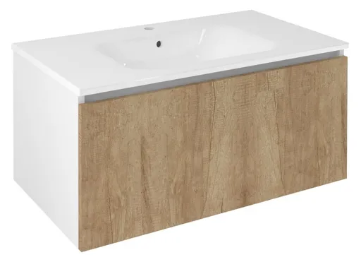 SAPHO - LOREA umývadlová skrinka 90x44x51,2cm, 1x zásuvka, dub alabama/biela matná LE090-2231
