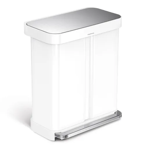 Simplehuman pedálový odpadkový kôš na triedený odpad DUAL 58 L (34/24) biela oceľ CW2118