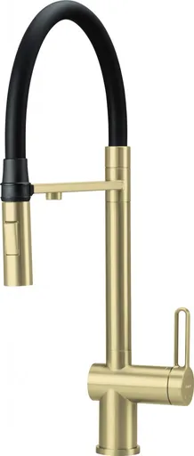 DEANTE - Magnetic kartáčovaná zlatá Kuchynská batéria, s pripojením na vodný filter, s elastickou hubicou BRM_R75M