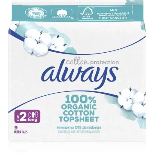 Always Cotton Protection Long vložky bez parfumácie 9 ks