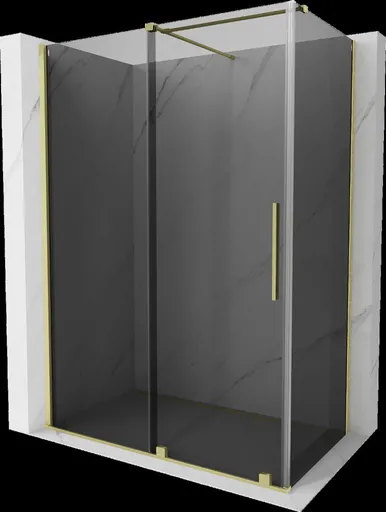 MEXEN/S - Velár sprchovací kút, posuvné dvere 140 x 80, grafit, zlato kartáčovaná 871-140-080-41-55
