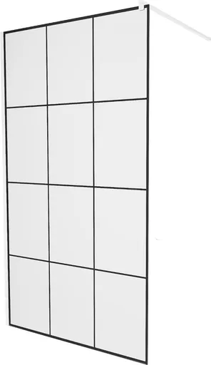MEXEN/S - KIOTO Sprchová zástena WALK-IN 110 x 200, transparent/čierny vzor 8 mm, biela 800-110-101-20-77