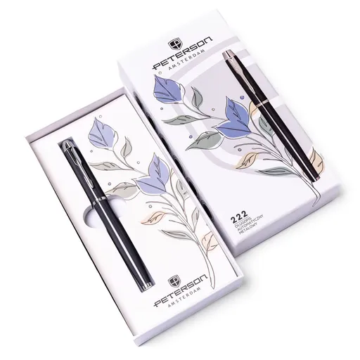 Kovové guľôčkové pero v čiernostriebornej farbe – Peterson
