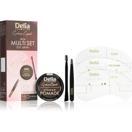 Delia Cosmetics Eyebrow Expert Zest Sada na úpravu obočia odtieň 3.0 Dark Brown 3 ks