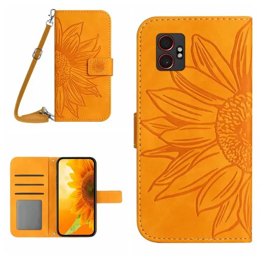 ART SUNFLOWER Peňaženkový obal so šnúrkou pre Samsung Galaxy Xcover 7 Pro žltý