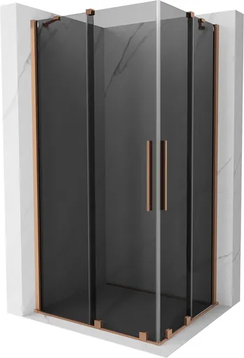 MEXEN/S - Velar Duo sprchovací kút, posuvné dvere 90 x 80, grafit, meď kartáčovaná 871-090-080-42-65