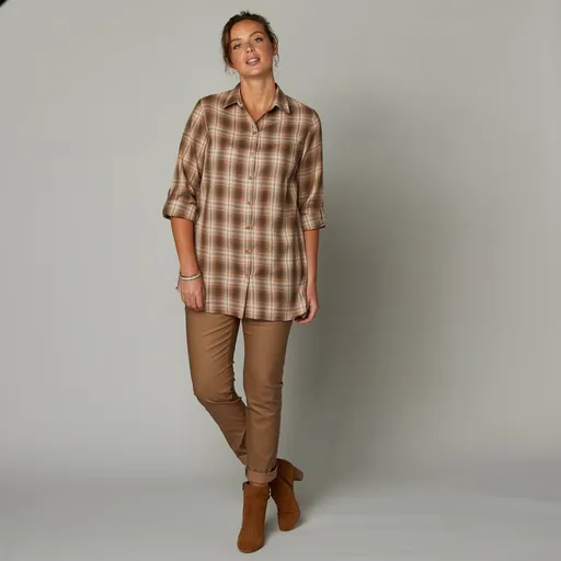 Dlhá košeľa z kockovaného flanelu