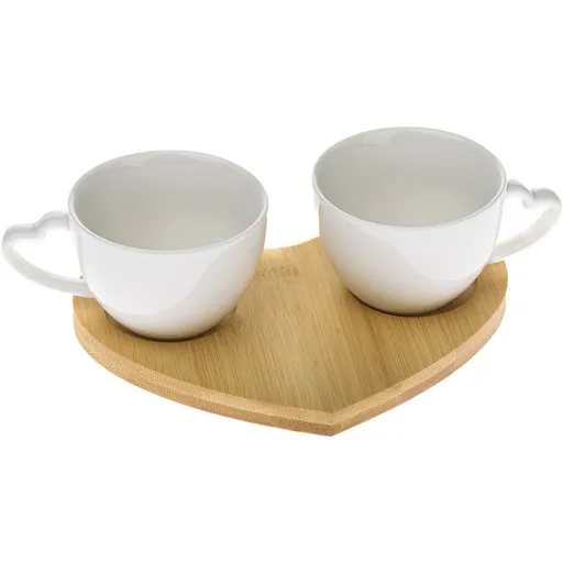 Súprava 2 porcelánových šálok s podtáckou Srdce