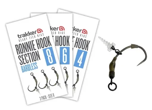 Trakker náväzce koncová časť ronnie hook section barbless 3 ks - veľkosť háčika 6