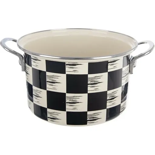 Hrniec smalt ŠACHOVNICA Lem 4 l, pr. 22 cm