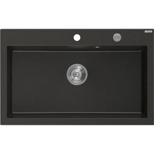 MEXEN MEXEN - Elix granitový drez 1-miska 800 x 500 mm, čierna/zlatá metalik, sifón chróm 6527801005-75