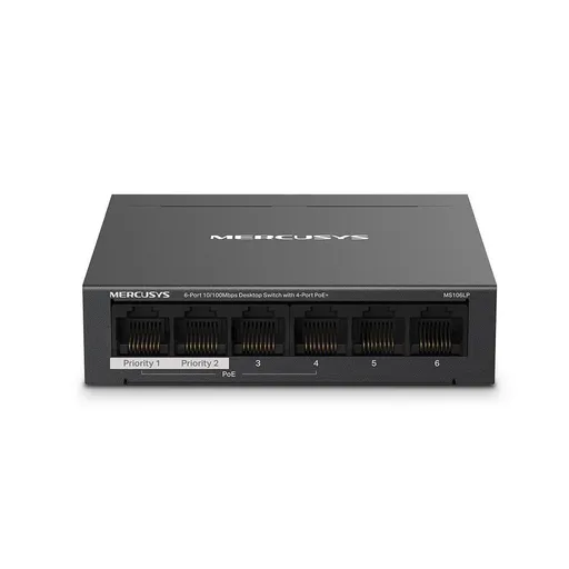 MERCUSYS switch MS106LP (6x100Mb/s, 4xPoE+, 40W, fanless)
