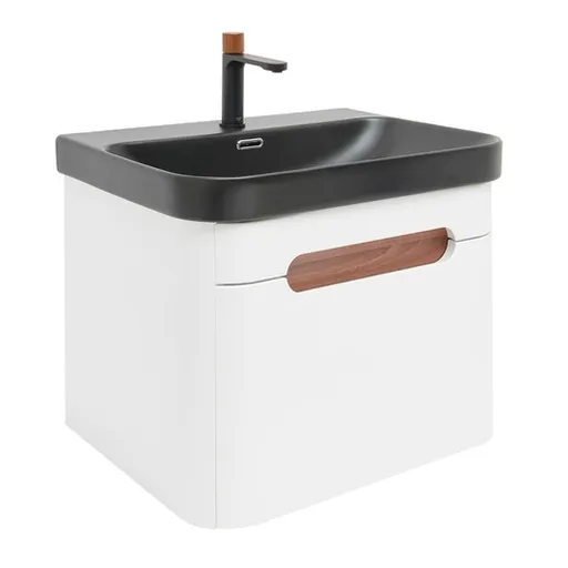 Kúpeľňová skrinka s umývadlom a batériou SAT Fusion 57,5x43x45 cm biela matná SATFUSION60WBKMBA