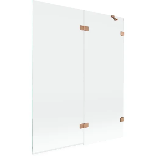 MEXEN/S - Lunar vaňová zástena 2-krídlová pravá 140 x 150, transparent, meď kartáčovaná 897-140-100-65-00-P