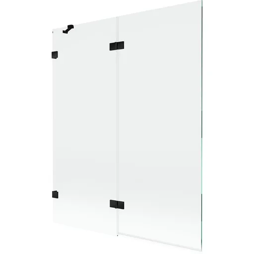 MEXEN/S - Lunar vaňová zástena 2-krídlová ľavá 140 x 150, transparent, čierna 897-140-100-70-00-L