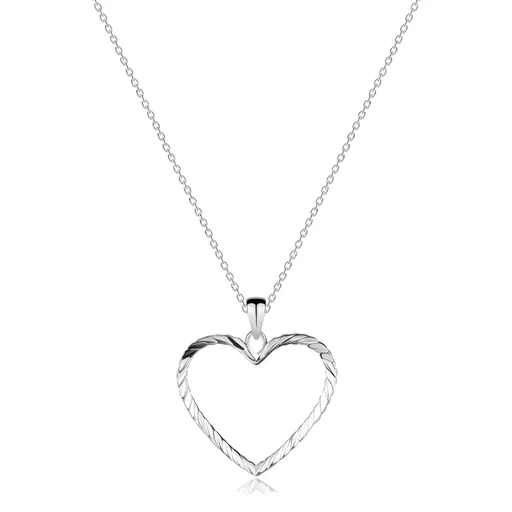 Náhrdelník striebro 925 - lesklá retiazka s obrysom srdca