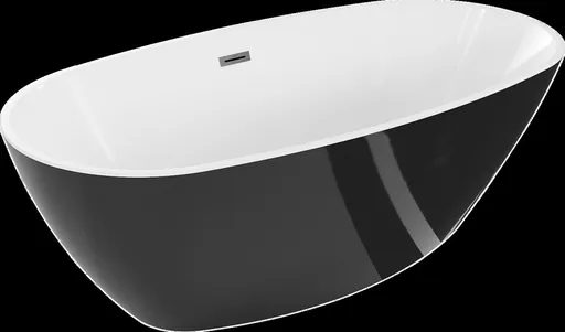 MEXEN/S - Eris voľne stojaca vaňa 180 x 95, biela/čierna, sifón a prepad grafit metal 53441809575-95