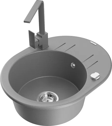 MEXEN/S MEXEN/S - Kevin granitový drez s odkvapkávačom vrátane batérie Rita, šedá 6517-71-670300-71