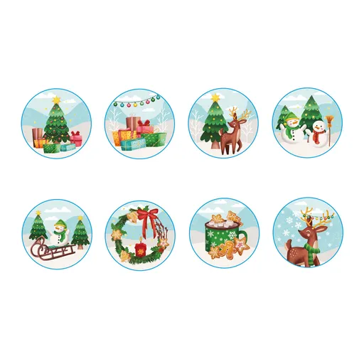 Darčekové nálepky 2,5cm TORO 200ks modré vianočné