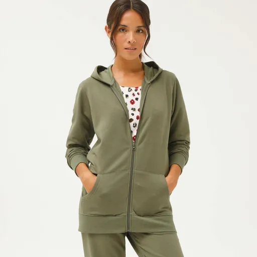 Bunda na zips s kapucňou z česaného moltonu