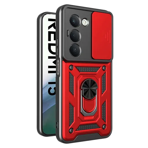 RING CAMERA Kryt s držiakom pre Xiaomi Redmi 15 / Redmi 15 5G červený