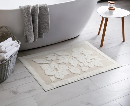 ArtFir Kúpeľňová predložka ROSE 01 | krémová 60 x 95 cm