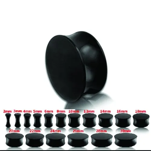 Čierny lesklý sedlový plug do ucha - Hrúbka: 12 mm