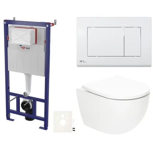 Závesný wc set SAT Fusion do ľahkých stien / predstenové vírové splachovanie SIKOSSTORFU20