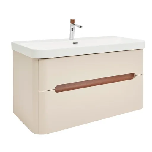 Kúpeľňová skrinka s umývadlom a batériou SAT Fusion 97,5x53x45 cm pieskovo-béžová matná SATFUSION2100BEMWBA