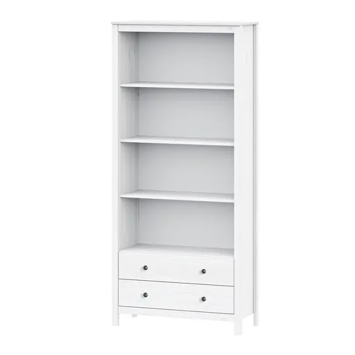 Knižnica 2 zásuvky TORINO biela, kovové úchytky