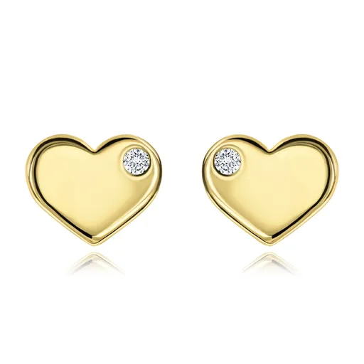 Zlaté náušnice 14K srdce so zirkónom