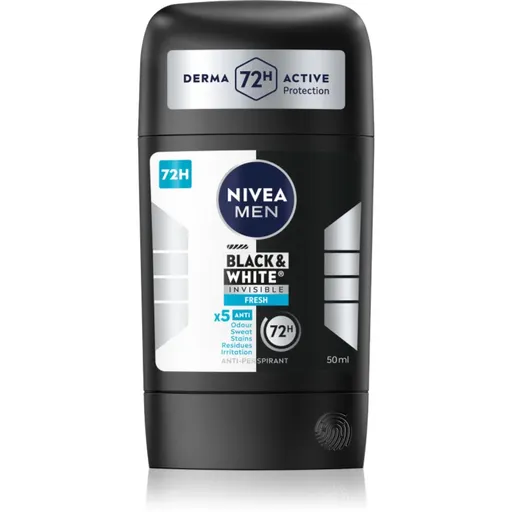 NIVEA MEN Black & White Invisible Fresh tuhý antiperspitant pre mužov 50 ml