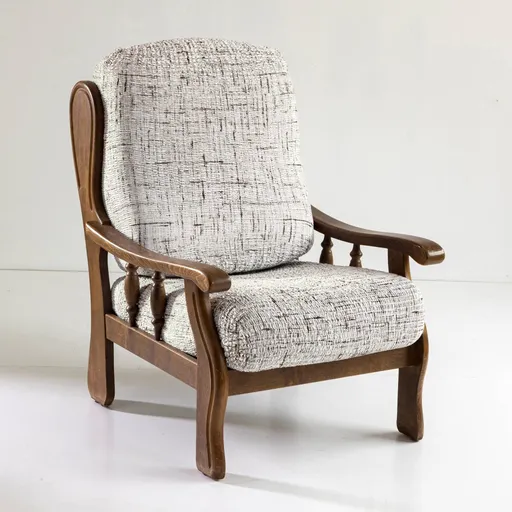 Žabkovaný poťah z mikrovlákna s textúrovou potlačou na rustikálne kreslo