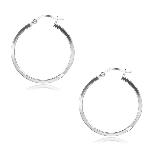 Náušnice v striebre 925 - hladký kruh s hranatým prierezom, 30 mm
