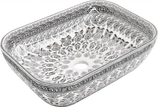 MEXEN - Rita umývadlo na dosku 45 x 32, biela/čierny vzor 21084586