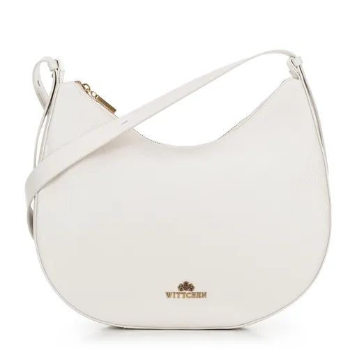 Veľká kožená kabelka cez rameno, krémová 100-4E-209-0