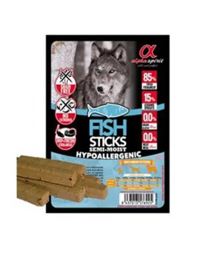 Maškrta Alphaspirit pre psy Paličky rybacie 4x10g