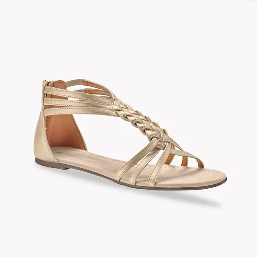 Ploché zapletané sandále, zlaté