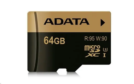 ADATA MicroSDXC karta 64GB Premier Pro UHS-I V30S (R: 100/W: 80 MB/s) + SD adaptér