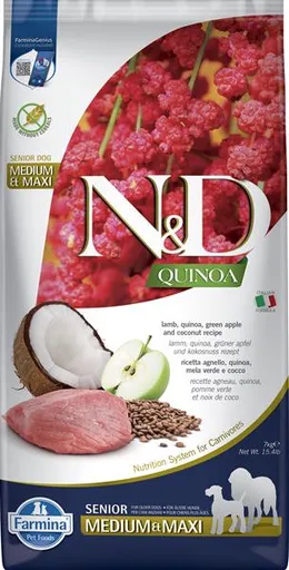 Farmina N&D dog QUINOA (GF) senior med/max lamb, green apple and coconut 7 kg