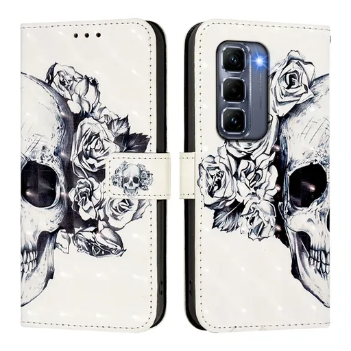 ART Peňaženkový kryt pre Infinix Hot 50 Pro+ SKULL
