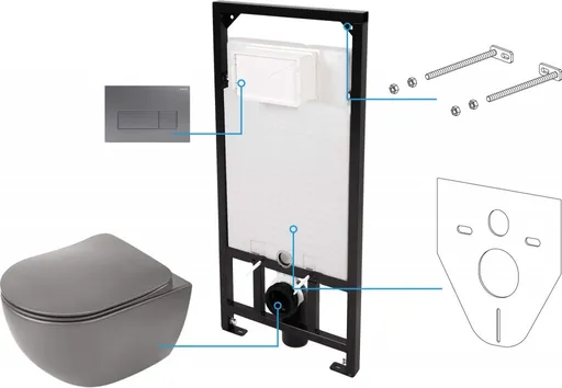 DEANTE - WC sada, podomietkový, 6v1 CDETDZPW