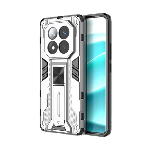 SUPERSONIC Ochranný obal so stojanom pre Xiaomi Redmi Note 14 Pro+ 5G strieborný