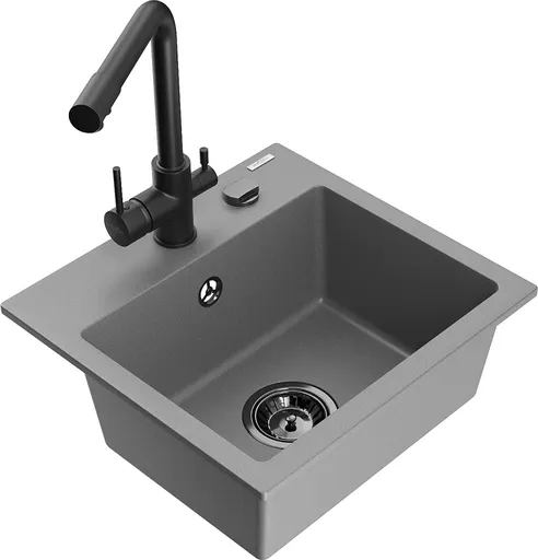 MEXEN/S MEXEN/S - Milo granitový drez vrátane batérie Duero, šedá 6505-71-671600-70-B