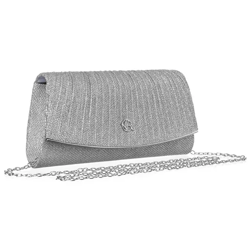 Strieborná brokátová listová kabelka na retiazke – Rovicky