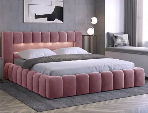 ArtElta Manželská posteľ LAMICA s osvetlením | 160 x 200 cm Farba: Monolith 63