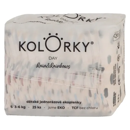 KOLORKY DAY Jednorazové EKO plienky dážď & dúhy S (3-6 kg) 25 kusov
