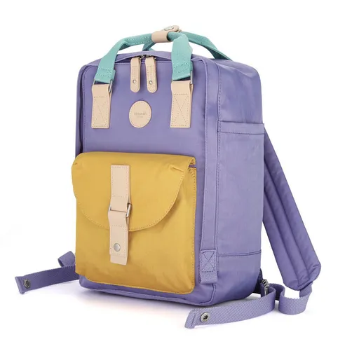 Vodeodolný mestský ruksak vo fialovo-žltej farbe s priehradkou na notebook - Himawari